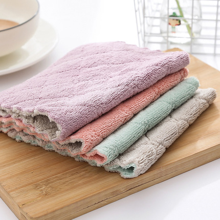 Home lazy rag kitchen clean, oil absorption, two -sided clean cloth composite water absorption cleaning towel coral velvet rag