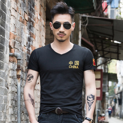 Cotton summer short sleeve T-shirt, with embroidery, wholesale