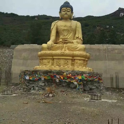 Factory produces temples, gold painting Buddha pure bronze, Puxian, Puxian casting Western Three Holy Buddha Temple Guanyin