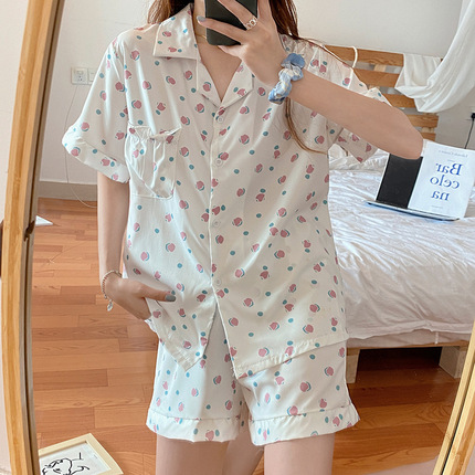 Pajamas female summer Korean version of the new style casual and cute students can wear two -piece set of home clothes