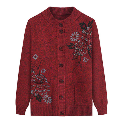 Knitted autumn demi-season long-sleeve for mother, sweater, for middle age