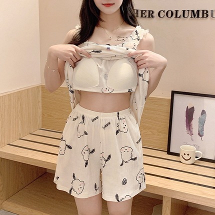 Summer pijama, top with cups, cute vest sleevless, set, lifting effect