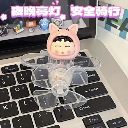 Crayons, glowing colorful airplane, electric car, bike, rotating decorations