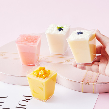 Factory wholesale disposable PS plastic square jelly cup pudding cup Musk Cup Crystal Mud Cup Yogurt Box