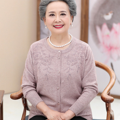 Summer jacket, woolen sweater, cardigan for mother, for middle age, 60 years