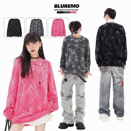 BLUREMO Demi-season knitted sweater for leisure for men and women, American style