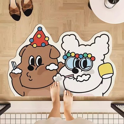 Cartoon INS wind diatom mud bathroom water absorption and quick -drying house cushion house irregular bathroom door non -slip foot pad