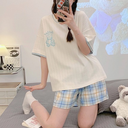 Summer pijama, uniform, 2023 collection, Korean style, with short sleeve, thin cotton, for girls